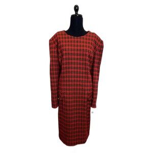 Molly Malloy Vintage Plaid Dress Red Black Dark Academia Back Zipper Sz 22W NWOT